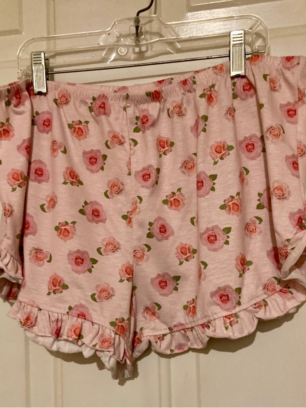Women's Pink Floral Ruffle Sleep Shorts